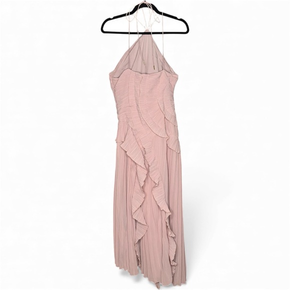 amazon pleated ruffle flowy chiffon hater neck maxi dress - Picture 5 of 12